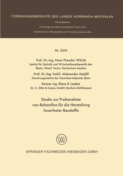 Produktbild: Studie zur Probenahme von Rohstoffen f&uuml;r die Herstellung feuerfester Baustoffe
