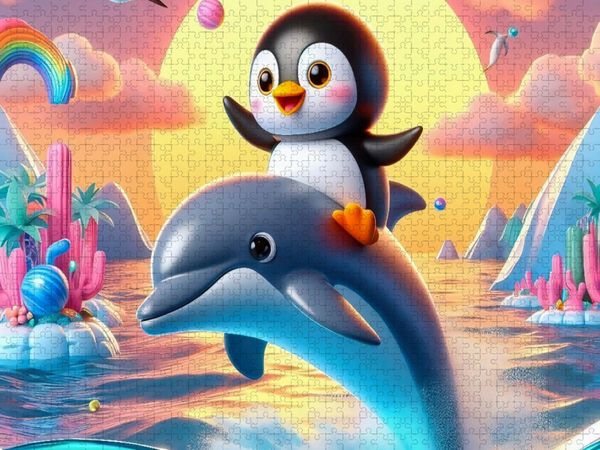 Produktbild: CALVENDO Puzzle Einmal reiten auf einem Delphin | 1000 Teile Lege-Gr&ouml;&szlig;e 64x48cm Foto-Puzzle f&uuml;r gl&uuml;ckliche Stunden