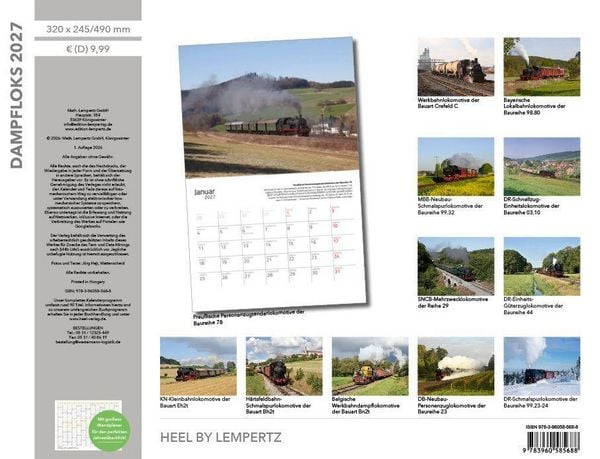Produktbild: Dampfloks in Farbe 2027 Eintragkalender