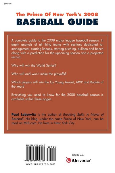 Produktbild: The Prince of New York's 2008 Baseball Guide