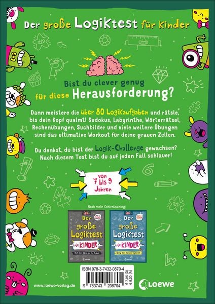 Produktbild: Der gro&szlig;e Logiktest f&uuml;r Kinder - R&auml;tseln, bis dein Kopf qualmt!