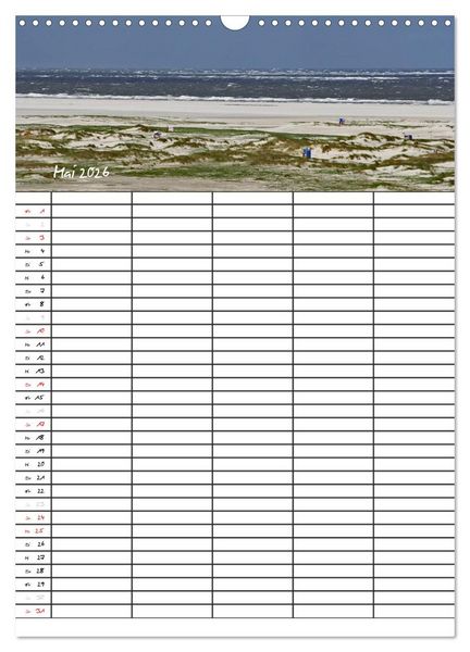 Produktbild: Urlaubsparadies Amrum / Familienplaner (Wandkalender 2026 DIN A3 hoch), CALVENDO Monatskalender