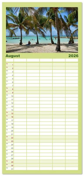 Produktbild: Familienplaner 2026 - Guadeloupe - Karibische Traumstr&auml;nde mit 5 Spalten (Wandkalender, 21 x 45 cm) CALVENDO