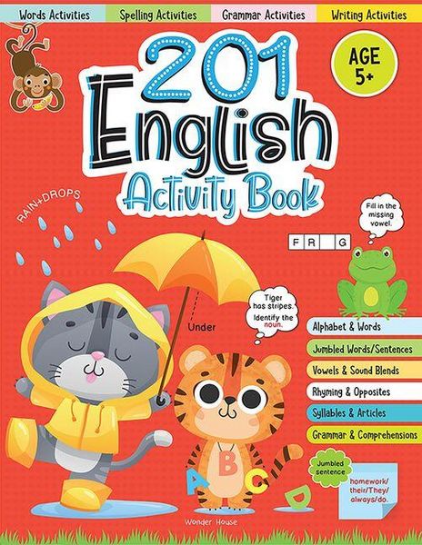 Produktbild: 201 English Activity Book - Fun Activities and Grammar Exercises for Children: Alphabet & Words, Rhyming & Opposites