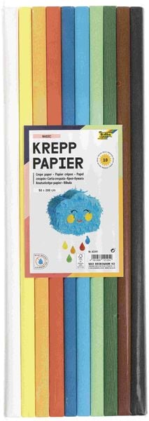 Produktbild: Folia Krepppapier-Rollen BASIC, 50x200cm, 10 Rollen farbig sortiert