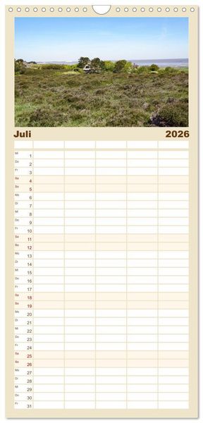 Produktbild: Familienplaner 2026 - Vielf&auml;ltiges Sylt - Mehr als Strand mit 5 Spalten (Wandkalender, 21 x 45 cm) CALVENDO