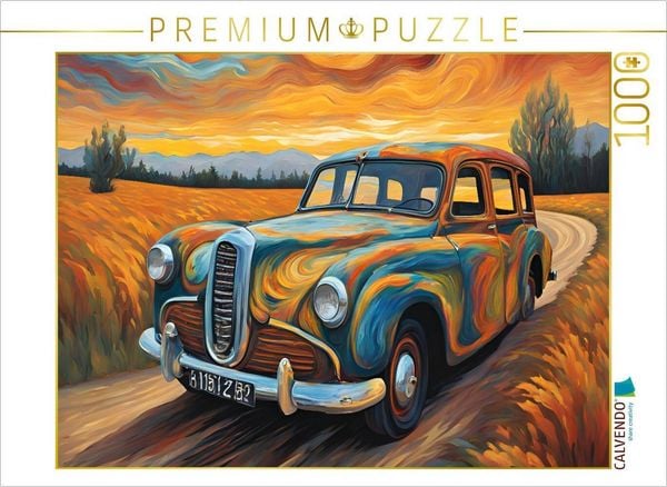 Produktbild: CALVENDO Puzzle Oldtimer im Stil von van Gogh | 1000 Teile Lege-Gr&ouml;&szlig;e 64x48cm Foto-Puzzle f&uuml;r gl&uuml;ckliche Stunden