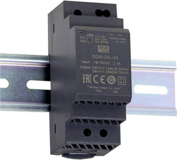 MEAN WELL DDR-30L-24 Hutschienen-DC/DC-Wandler (DIN-Rail) 24 V/DC 1.25 A 30 W Anzahl Ausgänge:1 x Inhalt 1 St.