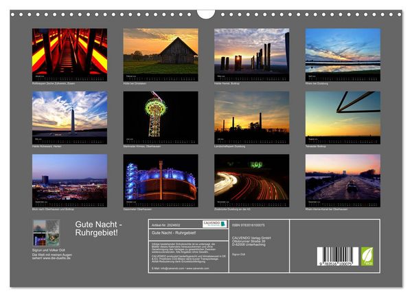 Produktbild: Gute Nacht - Ruhrgebiet! (Wandkalender 2026 DIN A3 quer), CALVENDO Monatskalender