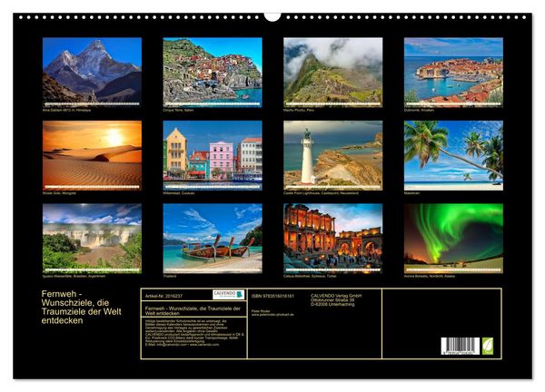 Produktbild: Fernweh - Wunschziele, die Traumziele der Welt entdecken (Wandkalender 2026 DIN A2 quer), CALVENDO Monatskalender