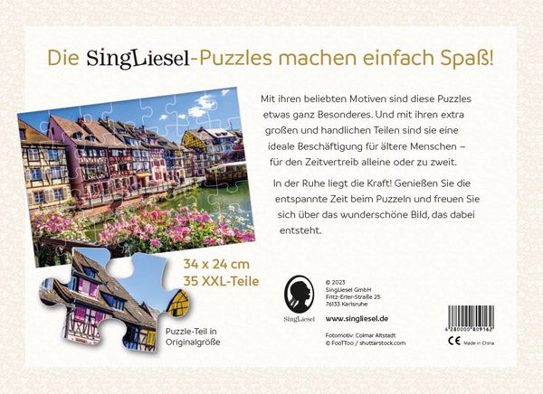 Produktbild: Demenz-Puzzle: Colmar. Das Demenz-Puzzle-Spiel mit 35 Puzzle-Teilen im XXL-Format.