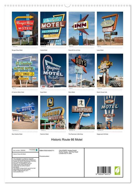 Produktbild: Historic Route 66 Motel (High Quality Premium Wall Calendar 2026 DIN A2 portrait),CALVENDO 12 Month Wall Calendar