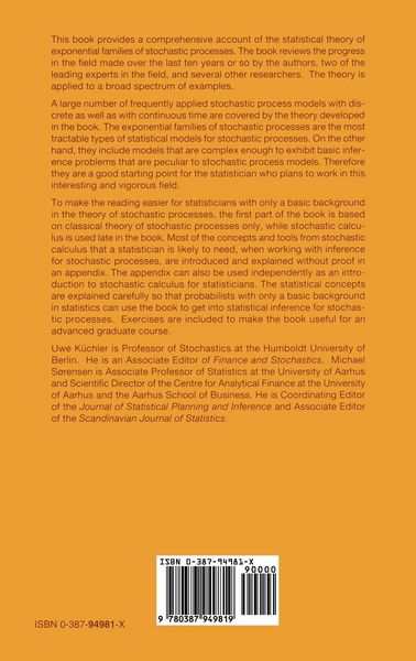 Produktbild: Exponential Families of Stochastic Processes
