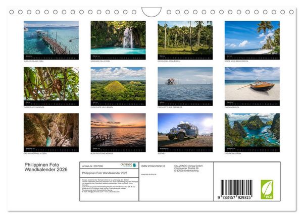 Produktbild: Philippinen Foto Wandkalender 2026 (Wandkalender 2026 DIN A4 quer), CALVENDO Monatskalender