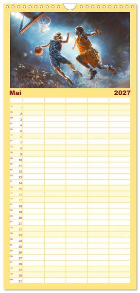 Produktbild: Familienplaner 2027 - Basketball - Kids in Action mit 5 Spalten (Wandkalender, 21 x 45 cm) CALVENDO