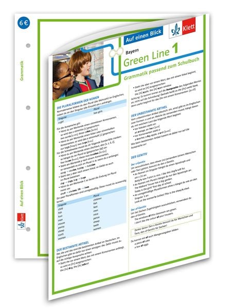 Produktbild: Green Line 1 Bayern Klasse 5 - Auf einen Blick. Grammatik passend zum Schulbuch - Klappkarte (6 Seiten)