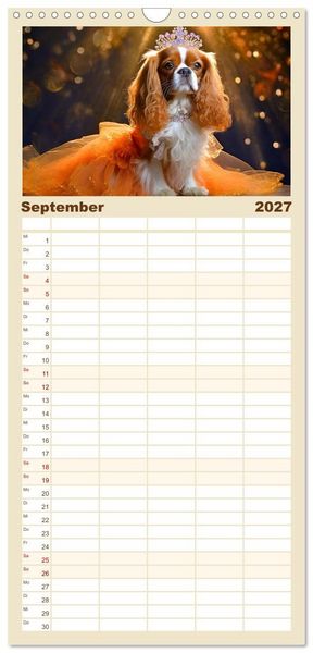 Produktbild: Familienplaner 2027 - Kleine Hunde - Gro&szlig;e Diven mit 5 Spalten (Wandkalender, 21 x 45 cm) CALVENDO