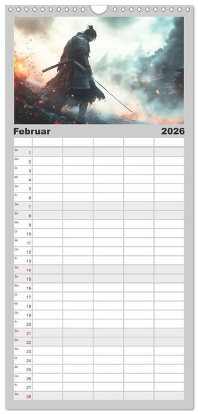 Produktbild: Familienplaner 2026 - Mein Samurai mit 5 Spalten (Wandkalender, 21 x 45 cm) CALVENDO