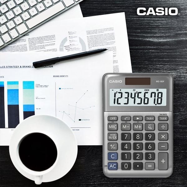Produktbild: Casio Tischrechner MS-80F, 8-stellig, Solar/Batteriebetrieb