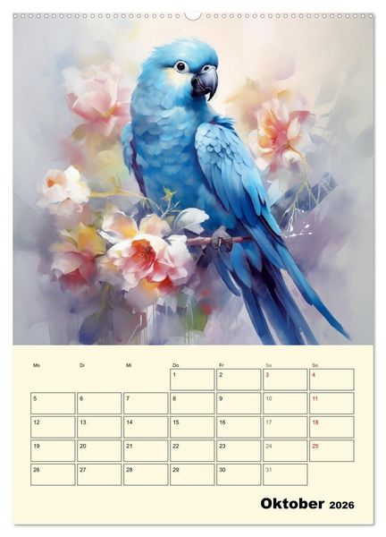 Produktbild: Bunte V&ouml;gel. Bezaubernde Papageien-Aquarelle (hochwertiger Premium Wandkalender 2026 DIN A2 hoch), Kunstdruck in Hochglanz