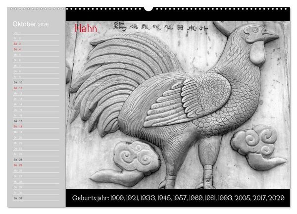 Produktbild: Das Chinesische Horoskop / Geburtstagskalender (Wandkalender 2026 DIN A2 quer), CALVENDO Monatskalender