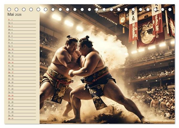 Produktbild: KI Sumo-K&auml;mpfer Im Ring der Giganten (Tischkalender 2026 DIN A5 quer), CALVENDO Monatskalender