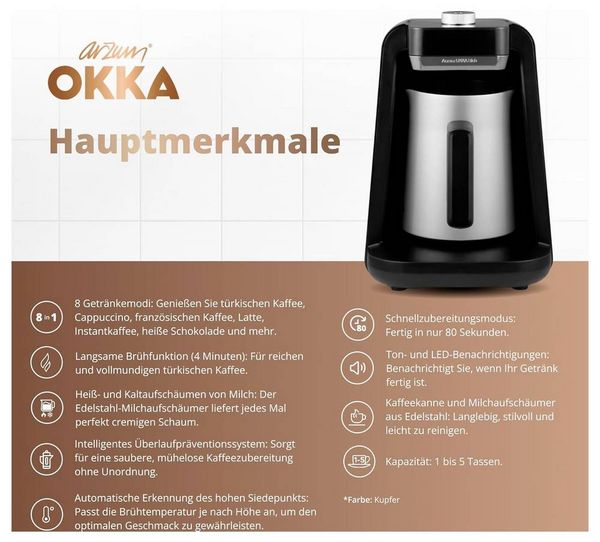 Produktbild: Arzum ESPRESSOKANNE mit Kaffeemaschine Bronze Fassungsverm&ouml;gen Tassen=5