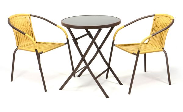 Produktbild: 3-tlg. Bistroset Balkon Stuhl Tisch Set Beige