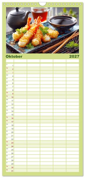 Produktbild: Familienplaner 2027 - Genussmomente. Streifzug durch die japanische K&uuml;che mit 5 Spalten (Wandkalender, 21 x 45 cm) CALVENDO