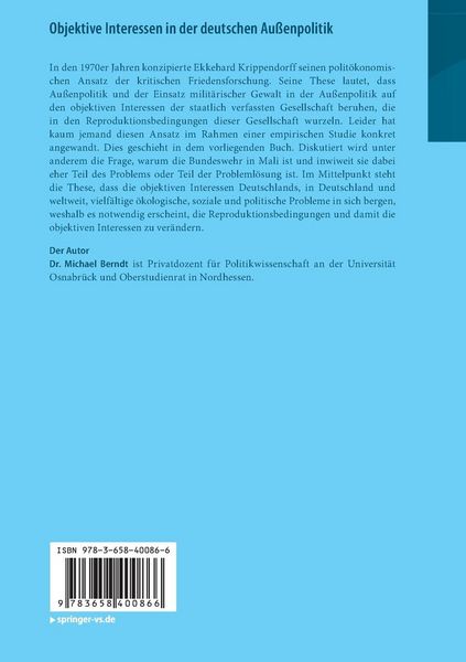 Produktbild: Objektive Interessen in der deutschen Au&szlig;enpolitik