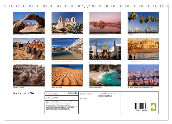 Produktbild: Kalifornien USA (Wandkalender 2026 DIN A3 quer), CALVENDO Monatskalender