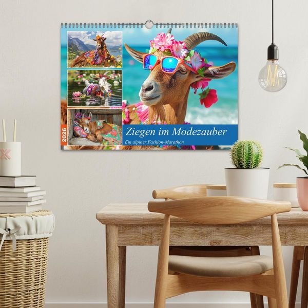 Produktbild: Ziegen im Modezauber. Ein alpiner Fashion-Marathon (Wandkalender 2026 DIN A3 quer), CALVENDO Monatskalender