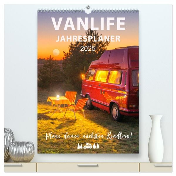 Vanlife Jahresplaner (hochwertiger Premium Wandkalender 2025 DIN A2 hoch), Kunstdruck in Hochglanz