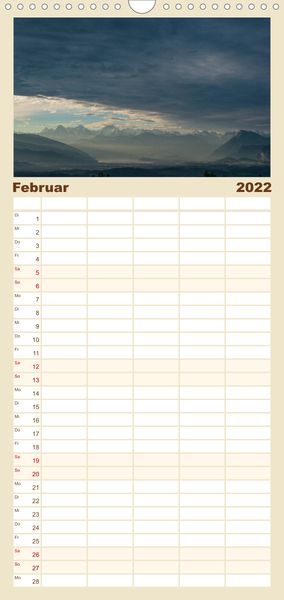 Produktbild: Familienplaner Goldene Stunde - Landschaftsbilder der Schweiz (Wandkalender 2022 , 21 cm x 45 cm, hoch)