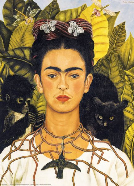 Produktbild: Selbstbildnis mit Dornenhalsketten und Kolibri von Frida Kahlo 1000 Teile