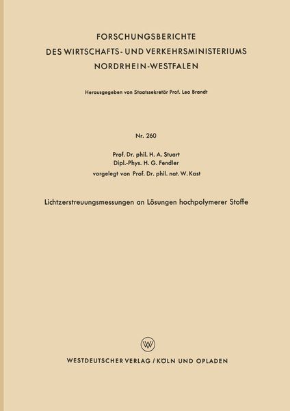 Produktbild: Lichtzerstreuungsmessungen an L&ouml;sungen hochpolymerer Stoffe