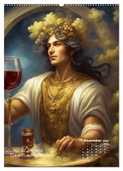 Produktbild: Zw&ouml;lf G&ouml;tter der griechischen Mythologie (hochwertiger Premium Wandkalender 2026 DIN A2 hoch), Kunstdruck in Hochglanz