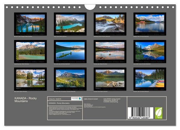Produktbild: KANADA - Rocky Mountains (Wandkalender 2026 DIN A4 quer), CALVENDO Monatskalender