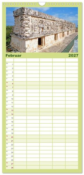 Produktbild: Familienplaner 2027 - Alte Kulturen Mittel- und S&uuml;damerikas: Versunkene Welten mit 5 Spalten (Wandkalender, 21 x 45 cm) CALVENDO