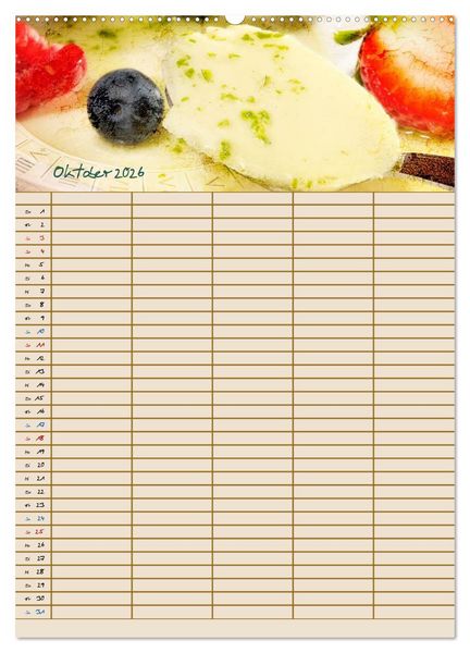 Produktbild: Italienische K&uuml;che mit Familienplaner (hochwertiger Premium Wandkalender 2026 DIN A2 hoch), Kunstdruck in Hochglanz
