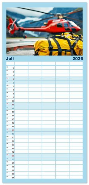 Produktbild: Familienplaner 2026 - Im Bann der Rettung - Rettungshubschrauber mit 5 Spalten (Wandkalender, 21 x 45 cm) CALVENDO