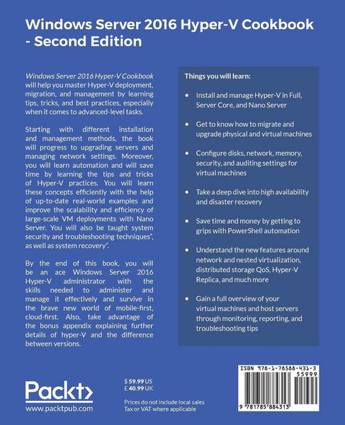 Produktbild: Windows Server 2016 Hyper-V Cookbook - Second Edition