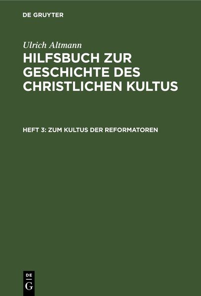 Produktbild: Zum Kultus der Reformatoren