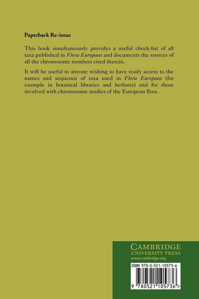 Produktbild: Flora Europaea Check-List and Chromosome Index