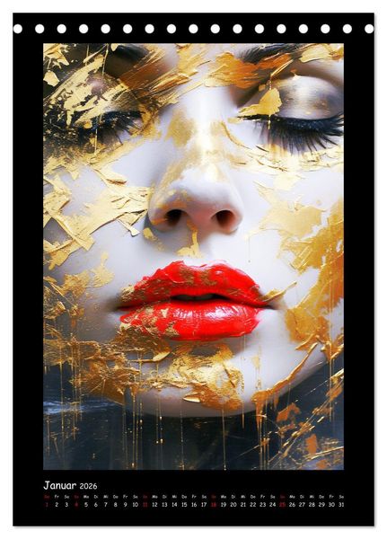 Produktbild: Goldene Portraits. Fusion von Kunst und &Auml;sthetik (Tischkalender 2026 DIN A5 hoch), CALVENDO Monatskalender