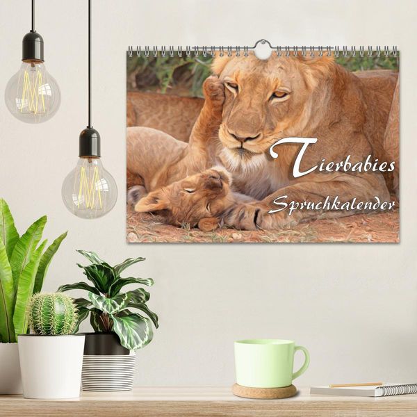 Produktbild: Tierbabies - Spruchkalender (Wandkalender 2026 DIN A4 quer), CALVENDO Monatskalender