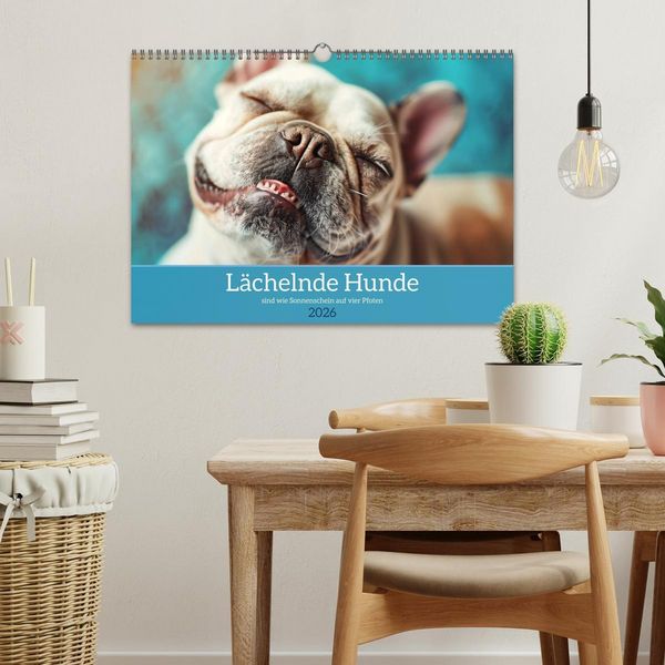 Produktbild: L&auml;chelnde Hunde sind wie Sonnenschein auf vier Pfoten (Wandkalender 2026 DIN A3 quer), CALVENDO Monatskalender