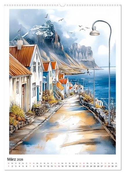 Produktbild: Island - Nordlichter, Feuer und Eis (hochwertiger Premium Wandkalender 2026 DIN A2 hoch), Kunstdruck in Hochglanz