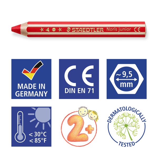 Produktbild: STAEDTLER Noris junior 140 Kindermalstift 3 in 1, 6 Duo Malstifte + 1 Spitzer