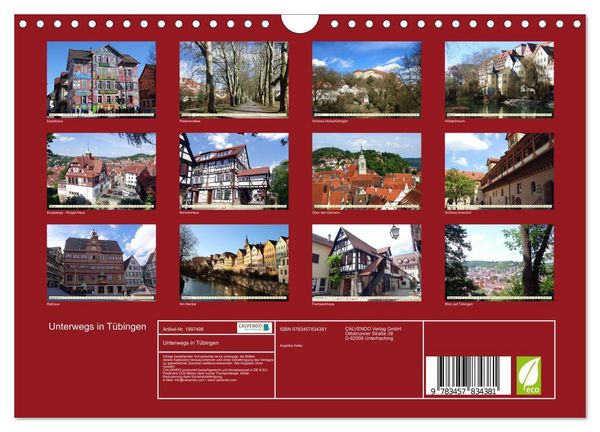 Produktbild: Unterwegs in T&uuml;bingen (Wandkalender 2026 DIN A4 quer), CALVENDO Monatskalender